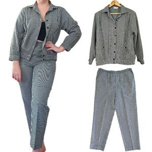 Vintage Alfred Dunner '80s Gingham Black & White Two Piece Matching Suit Set 6P